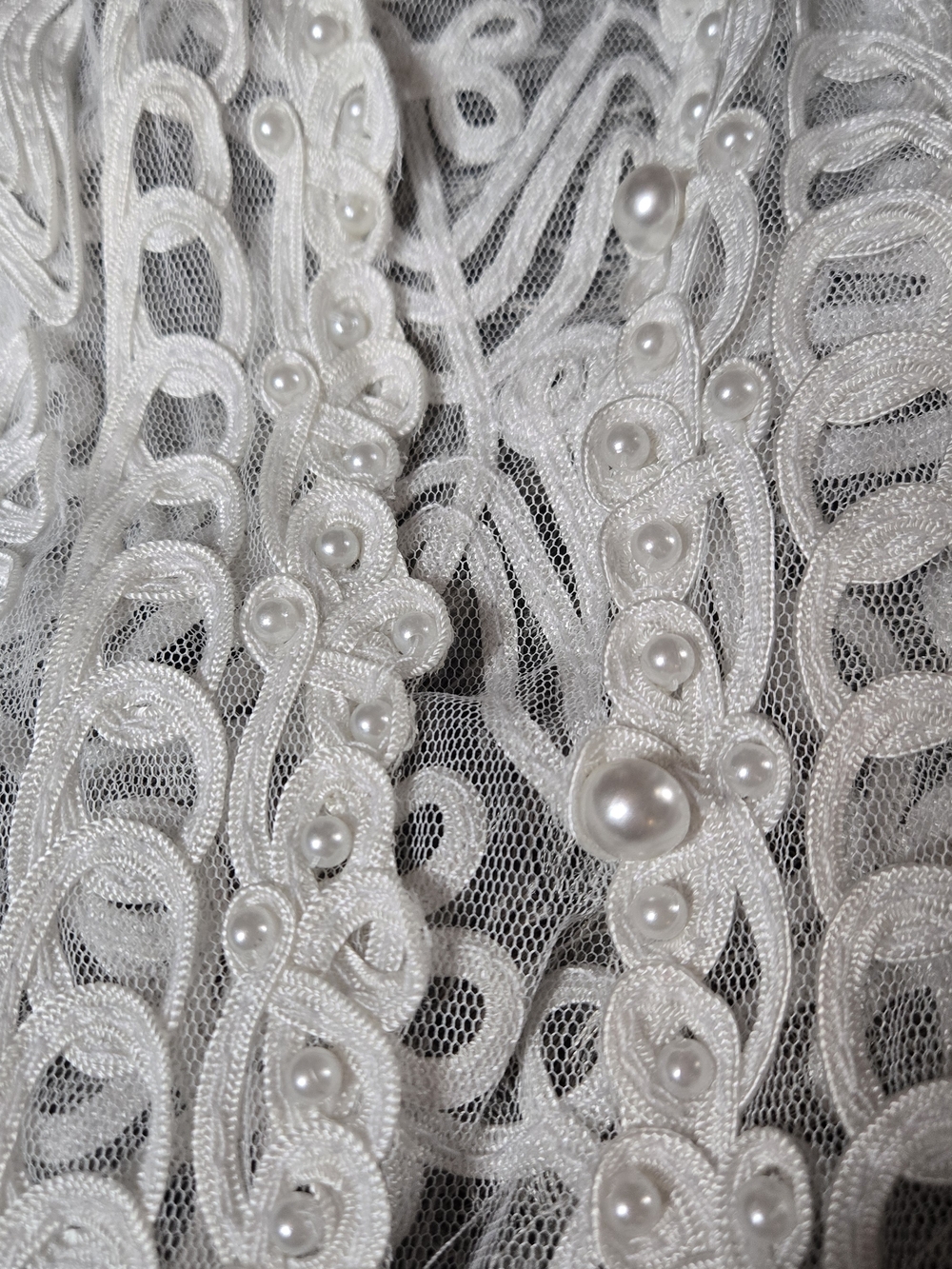 Rare Vintage White Lace Mesh Jacket Soutache Embroidered - Picture 5 of 9